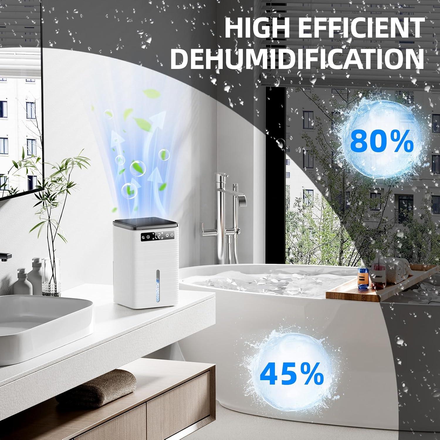 imageDeshumidificateur d Air 25L Dshumidificateur Electrique Compact et Silencieux avec Minuteur 212H Arrt Automatique 7 Couleurs de Lumire Dehumidifier pour Chambre Salle de Bain 700ML24H700ML24H