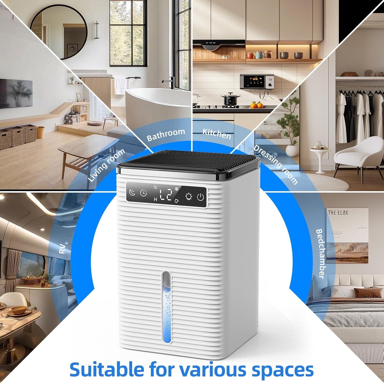 imageDeshumidificateur d Air 25L Dshumidificateur Electrique Compact et Silencieux avec Minuteur 212H Arrt Automatique 7 Couleurs de Lumire Dehumidifier pour Chambre Salle de Bain 700ML24H700ML24H