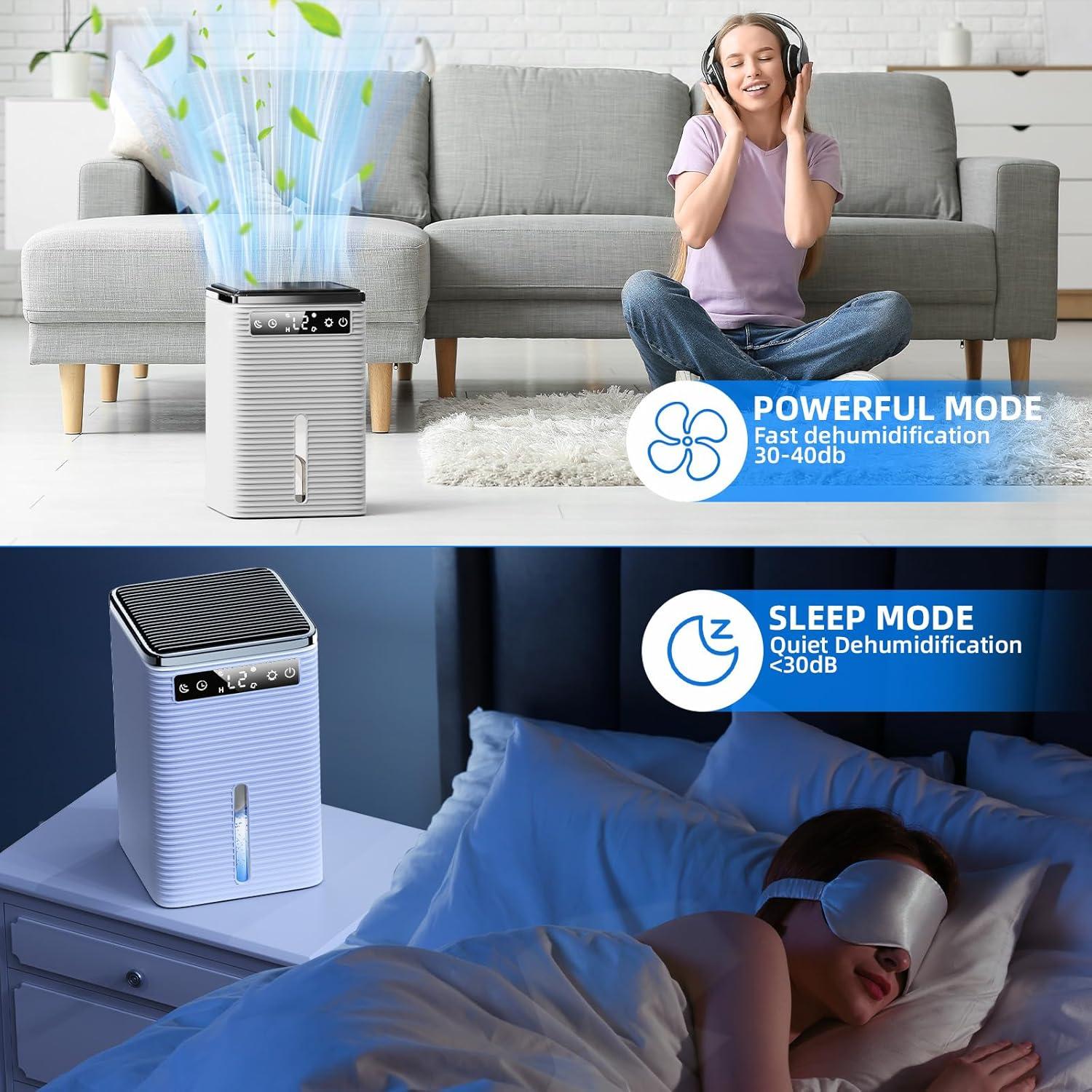 imageDeshumidificateur d Air 25L Dshumidificateur Electrique Compact et Silencieux avec Minuteur 212H Arrt Automatique 7 Couleurs de Lumire Dehumidifier pour Chambre Salle de Bain 700ML24H700ML24H