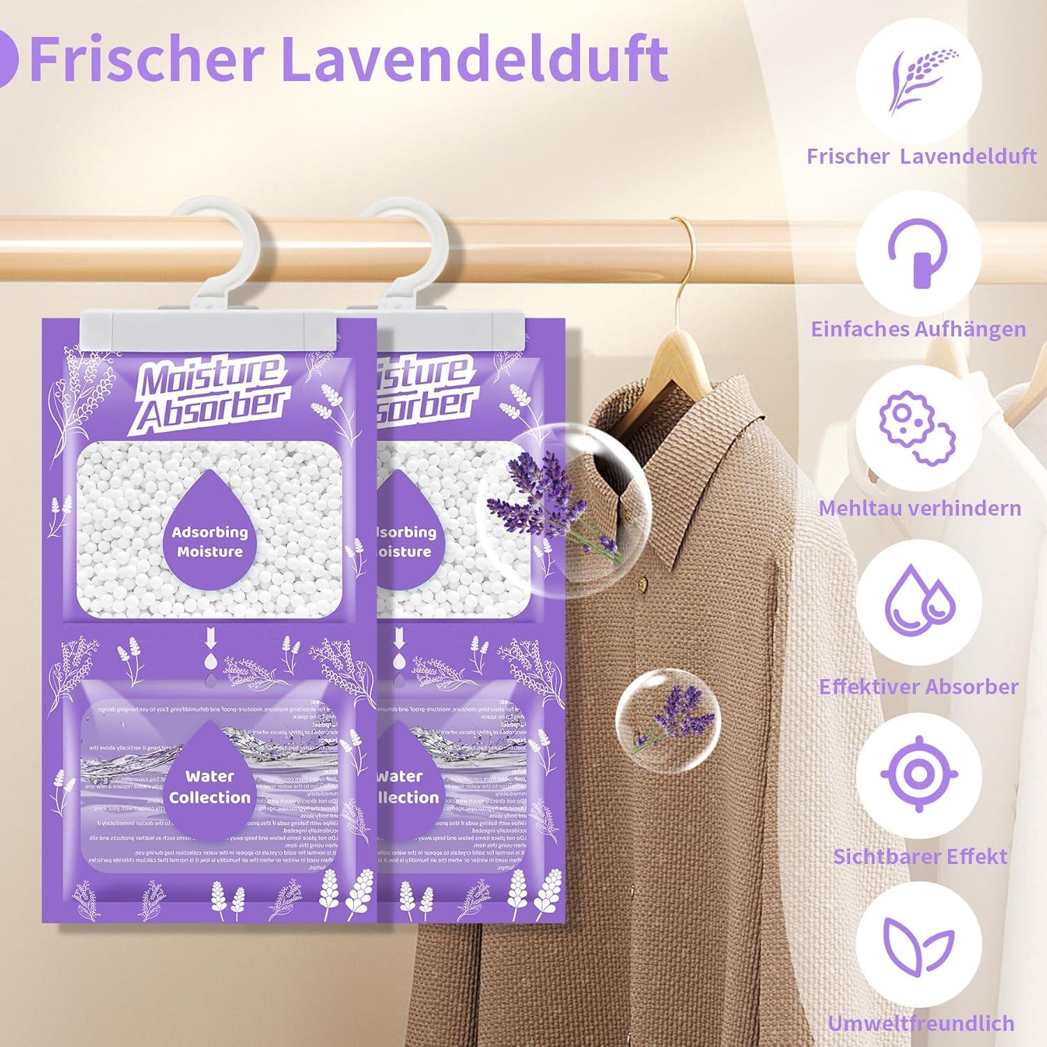 imageDshumidificateur suspendu 10 x 230 g avec parfum absorbeur dhumidit pour cave chambre coucher buanderie contre lhumidit antimoisissure sac dshydratant LavandeLavande