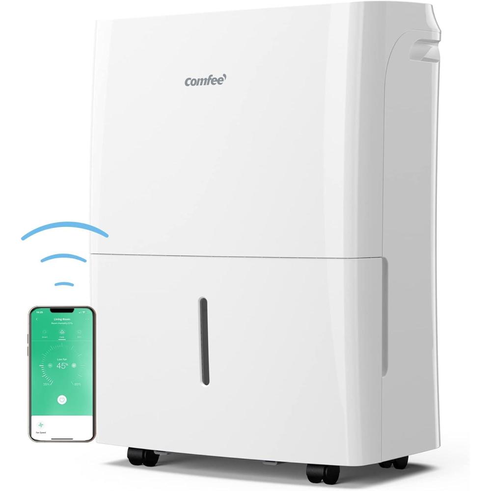 imageCOMFEE Dshumidificateur 2EN1Elimine lhumidit jusqu 16LJour Purification dair avec ioniseur 4 Modes Fonction Air Swing Contrle APP Idal pour pices de 2944 Easy Dry 16Connect avec APP