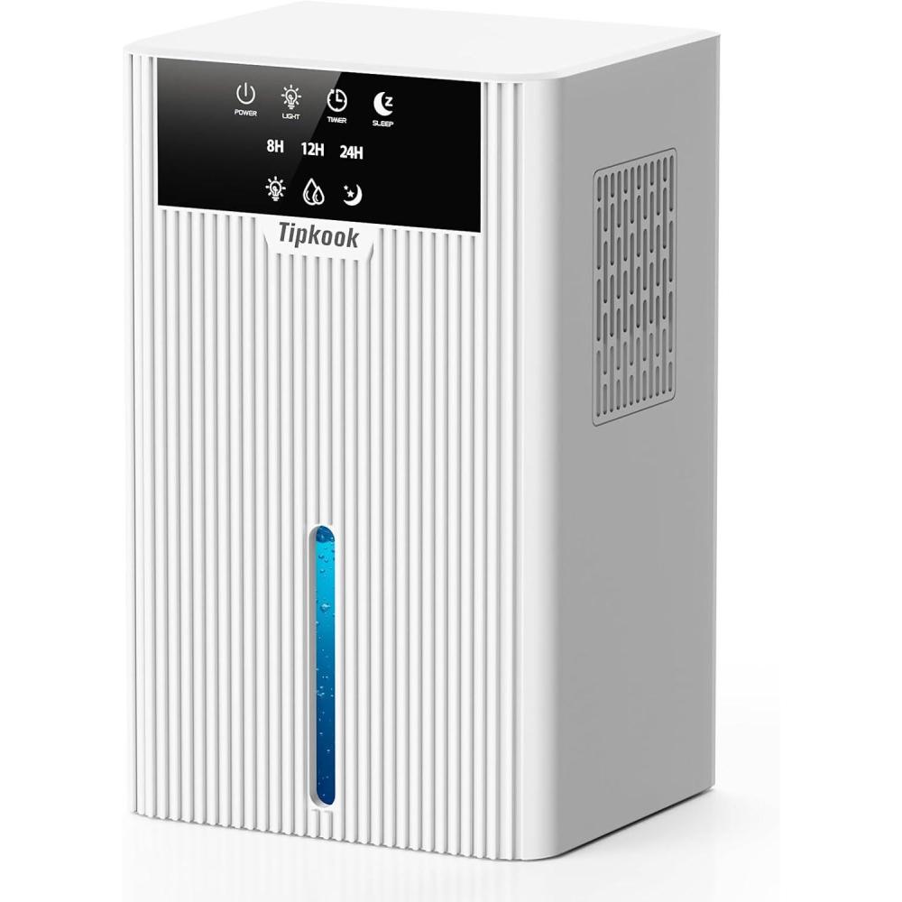 imageDeshumidificateur d Air 2400ML Tipkook Deshumidificateur d Air Anti MoisissureSilencieux Lumire LED 10 Couleurs Grand cranPortableArrt AutomatiqueMinuterie 81224Hpour MaisonChambreBlanc