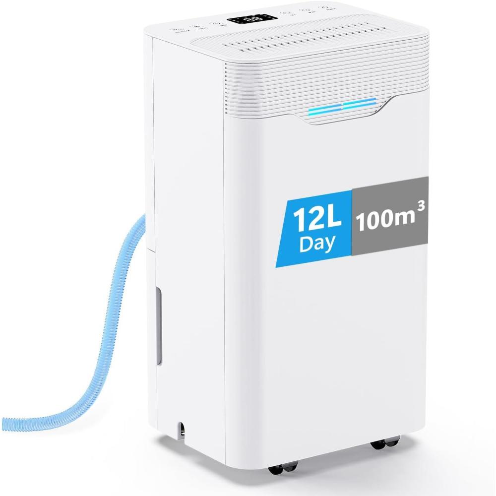 imageDshumidificateur 12LJour PIAZCEW Dshumidificateur Electrique avec Minuterie 24 H 3 Modes Arrt Automatique Drainage Continu pour Chambres Soussols Salles de bains Blanc12LDay FR Version