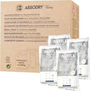 AbsoDry Duo Family – Déshumidificateur d&rsquo;air anti moisissure non électrique – Absorbeur d&rsquo;humidité – Pour une meilleure qualité de l&rsquo;air – Anti humidité maison, salle de bain, chambre – Nougat(4 X Recharge)