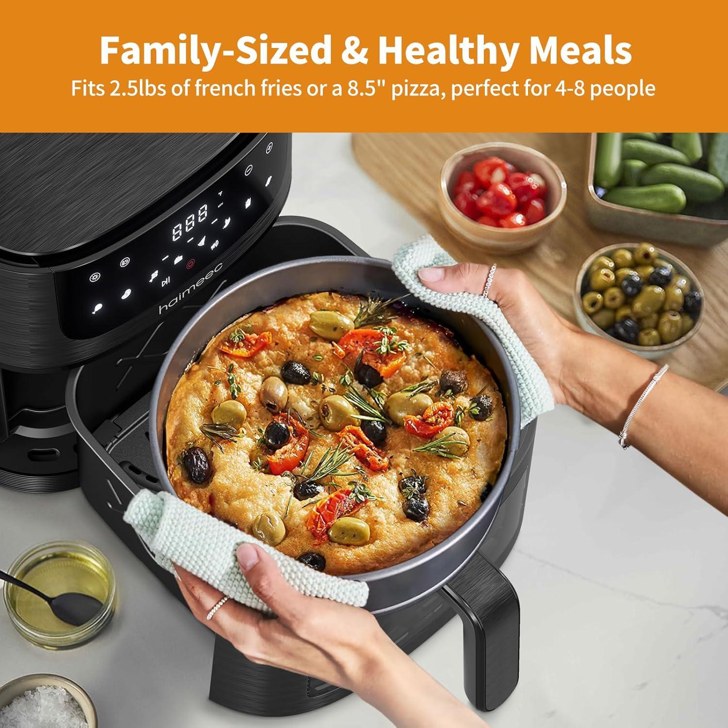 imageAir Fryer 4L Friteuse Sans Huile 8en1 avec Fentre de Visualisation 1350W avec Ecran Tactile Digital Rglable 30C200C 90 de Matires Grasses en Moins Nettoyage Facile amplt60dB25L