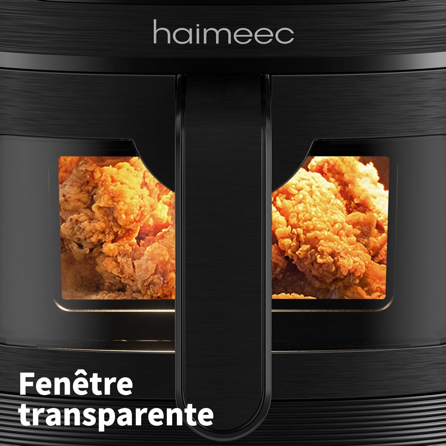 imageAir Fryer 4L Friteuse Sans Huile 8en1 avec Fentre de Visualisation 1350W avec Ecran Tactile Digital Rglable 30C200C 90 de Matires Grasses en Moins Nettoyage Facile amplt60dB4L
