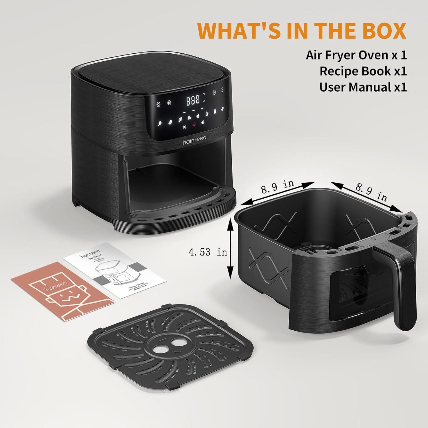 imageAir Fryer 4L Friteuse Sans Huile 8en1 avec Fentre de Visualisation 1350W avec Ecran Tactile Digital Rglable 30C200C 90 de Matires Grasses en Moins Nettoyage Facile amplt60dB25L