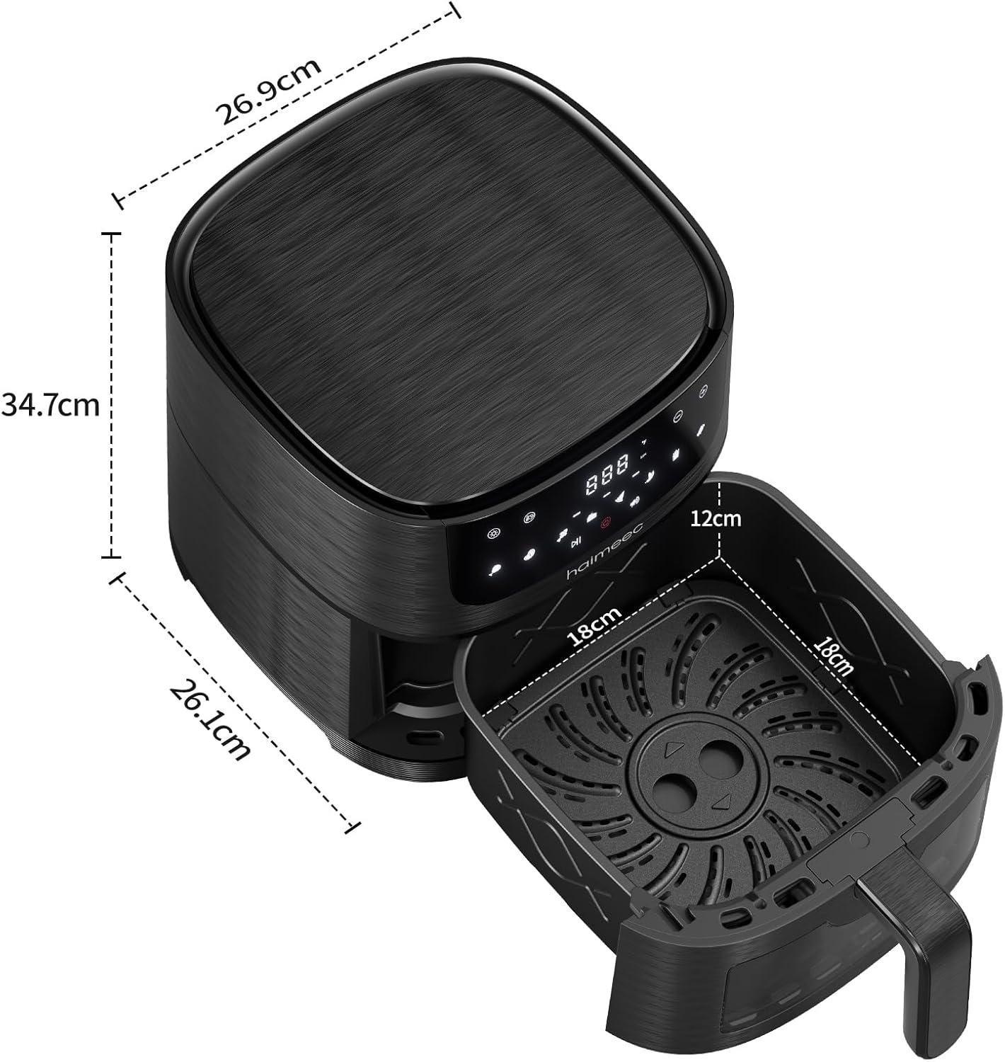 imageAir Fryer 4L Friteuse Sans Huile 8en1 avec Fentre de Visualisation 1350W avec Ecran Tactile Digital Rglable 30C200C 90 de Matires Grasses en Moins Nettoyage Facile amplt60dB4L