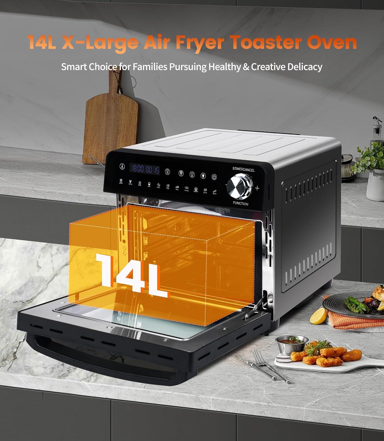 imageAir Fryer Avec Fentre Visible Emphsism Friteuse Sans Huile 7L Avec 10 Fonctions 1800W Friteuse Air Chaud Friteuse Electrique avec LED cran Tactile14L