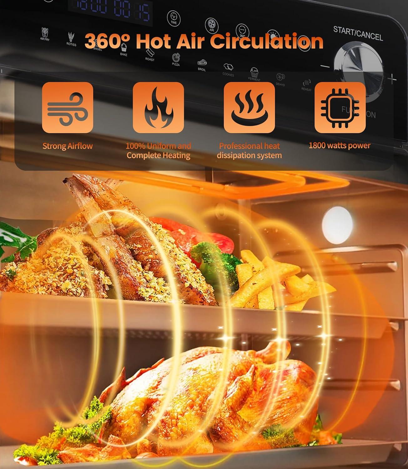 imageAir Fryer Avec Fentre Visible Emphsism Friteuse Sans Huile 7L Avec 10 Fonctions 1800W Friteuse Air Chaud Friteuse Electrique avec LED cran Tactile14L