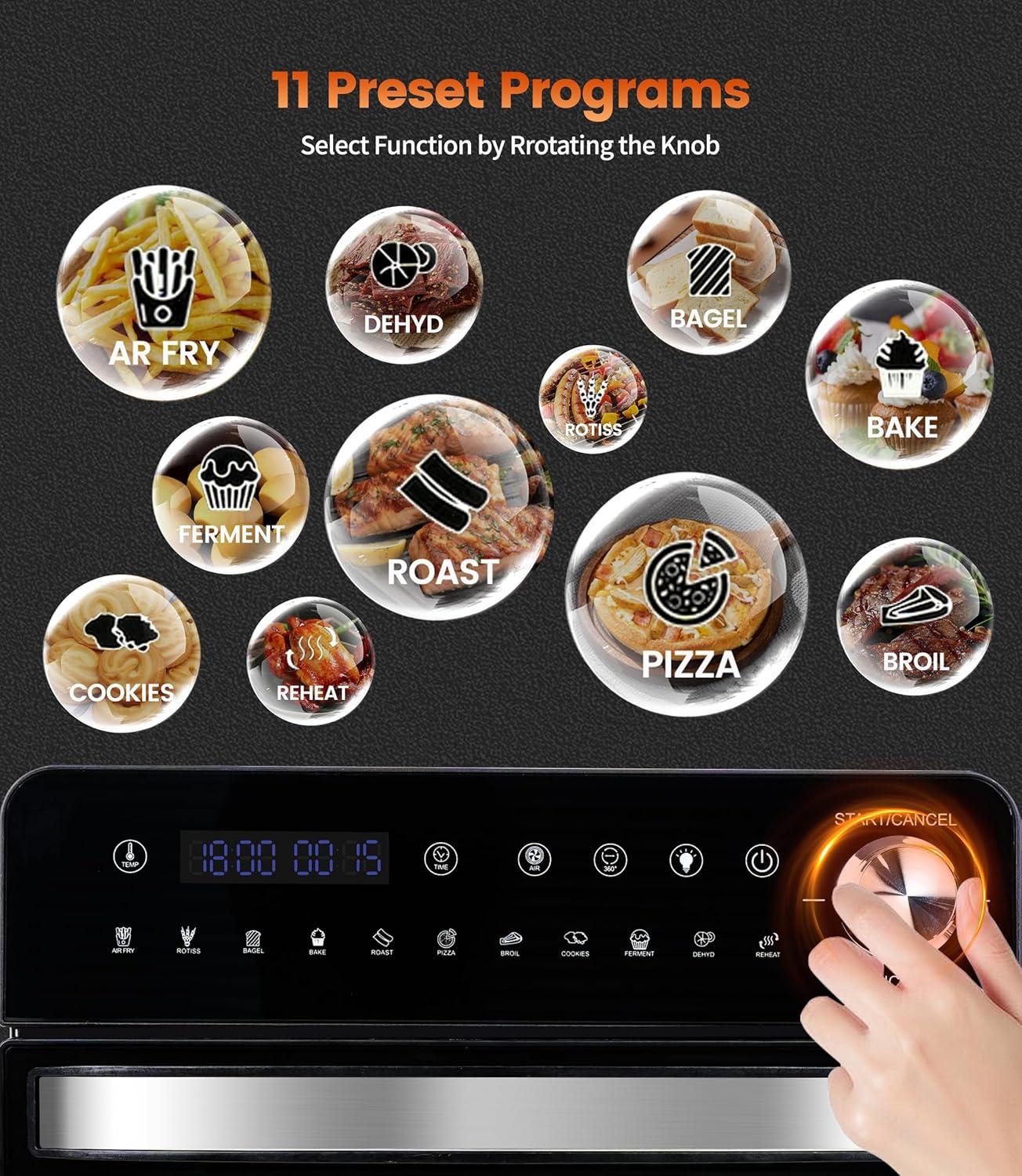 imageAir Fryer Avec Fentre Visible Emphsism Friteuse Sans Huile 7L Avec 10 Fonctions 1800W Friteuse Air Chaud Friteuse Electrique avec LED cran Tactile14L