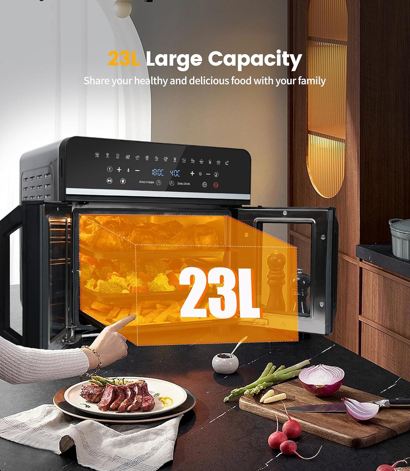 imageAir Fryer Avec Fentre Visible Emphsism Friteuse Sans Huile 7L Avec 10 Fonctions 1800W Friteuse Air Chaud Friteuse Electrique avec LED cran Tactile23L