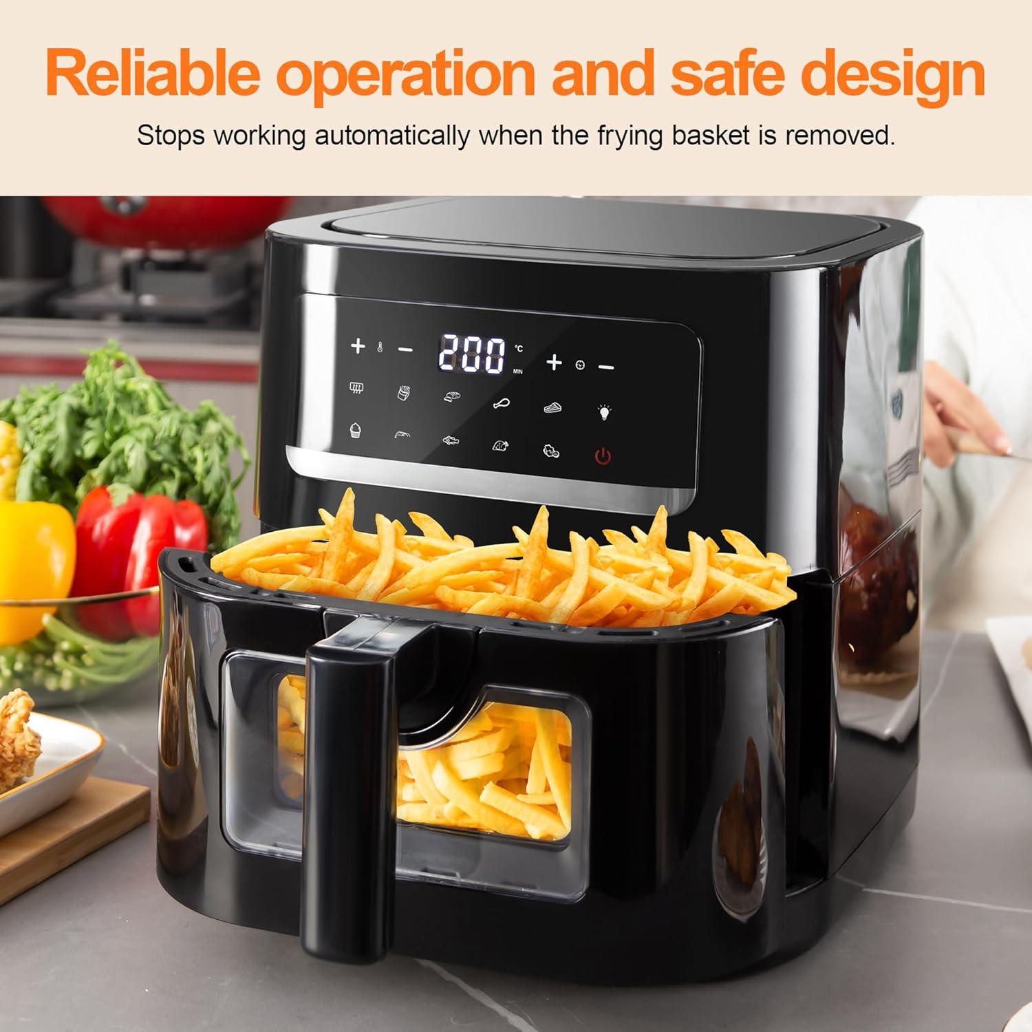 imageAir Fryer Avec Fentre Visible Emphsism Friteuse Sans Huile 7L Avec 10 Fonctions 1800W Friteuse Air Chaud Friteuse Electrique avec LED cran Tactile7L