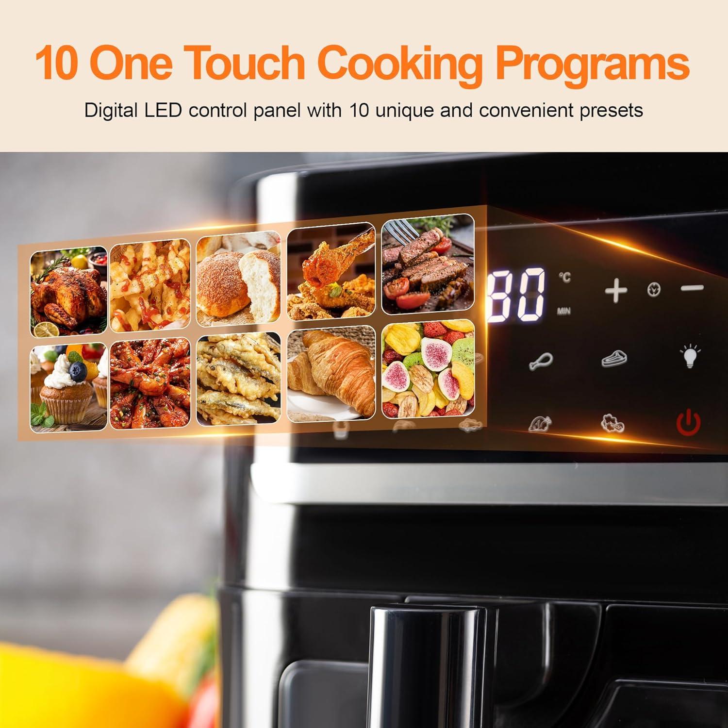 imageAir Fryer Avec Fentre Visible Emphsism Friteuse Sans Huile 7L Avec 10 Fonctions 1800W Friteuse Air Chaud Friteuse Electrique avec LED cran Tactile7L