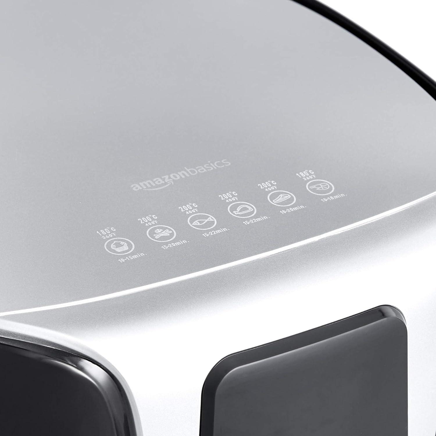 imageAmazon Basics Friteuse sans Huile compacte numrique et multifonctionnelle air fryer 4 litres Noir Chrom4L
