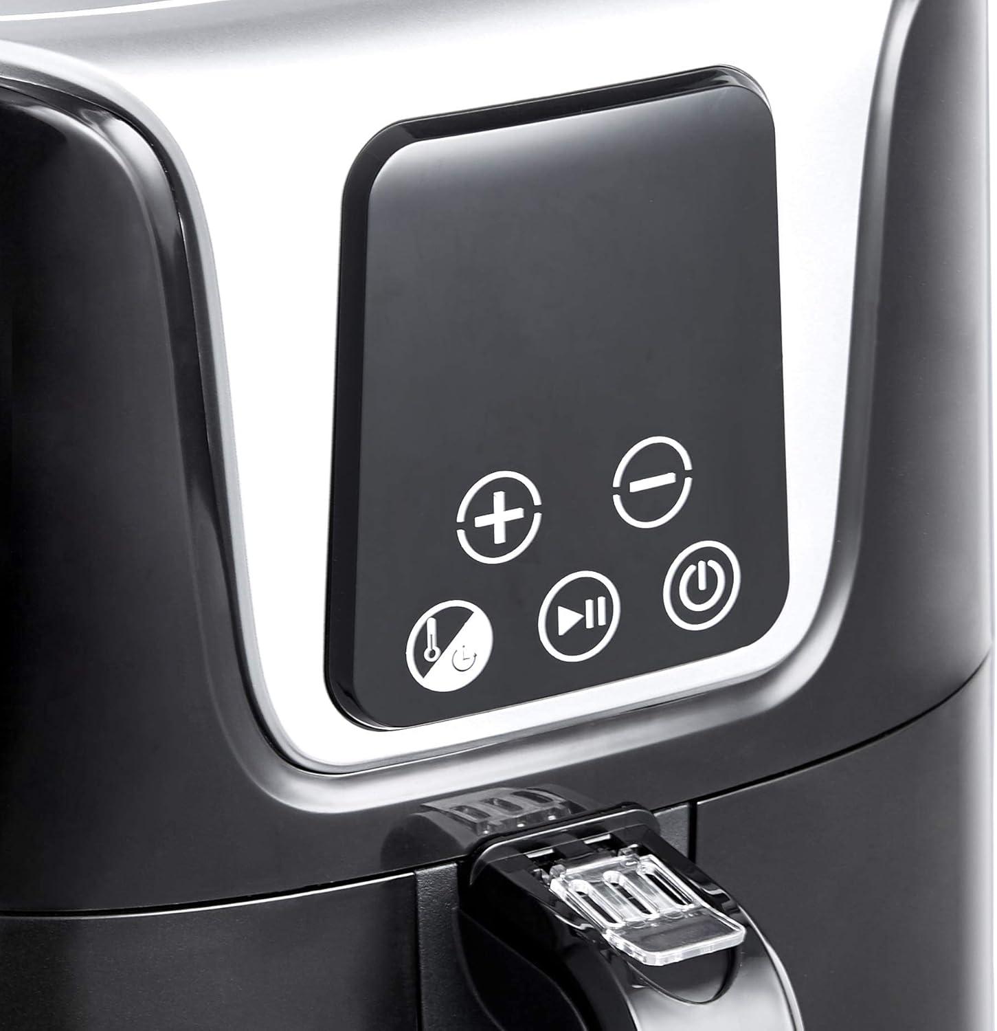 imageAmazon Basics Friteuse sans Huile compacte numrique et multifonctionnelle air fryer 4 litres Noir Chrom4L