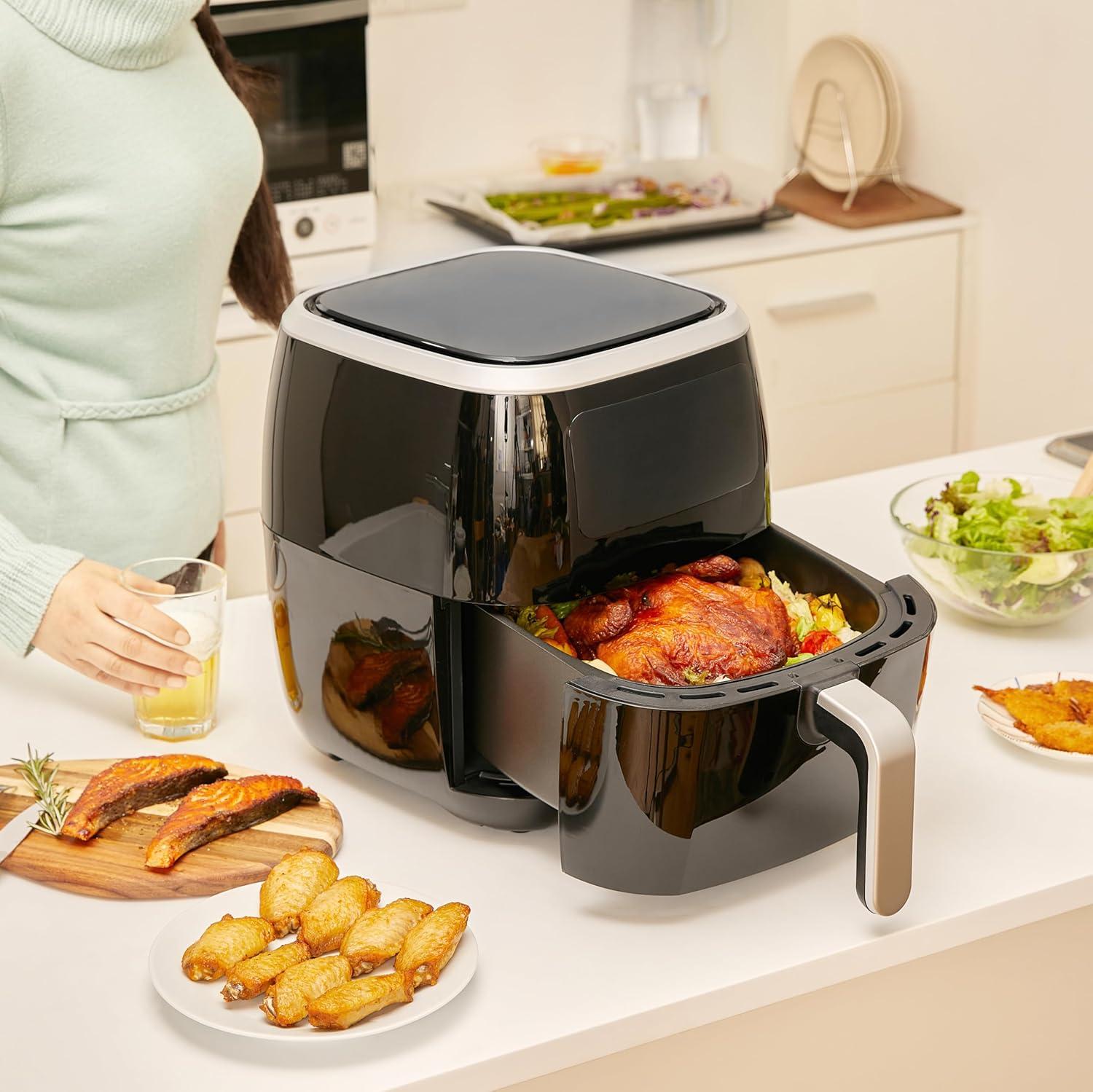 imageAmazon Basics Friteuse sans Huile compacte numrique et multifonctionnelle air fryer 4 litres Noir Chrom6L