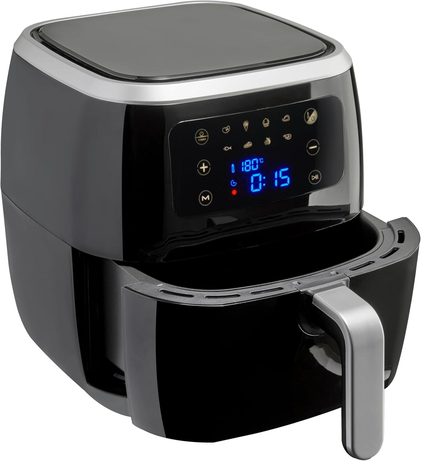 imageAmazon Basics Friteuse sans Huile compacte numrique et multifonctionnelle air fryer 4 litres Noir Chrom6L