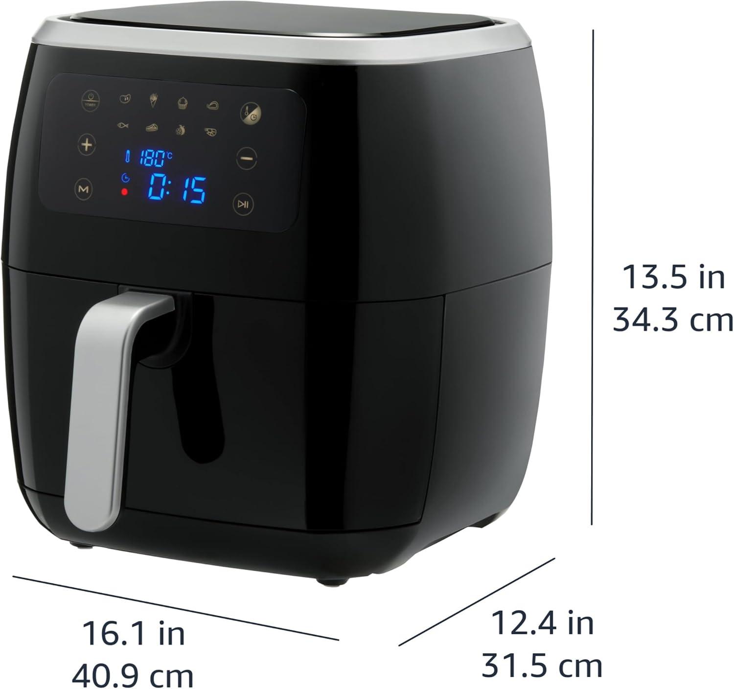 imageAmazon Basics Friteuse sans Huile compacte numrique et multifonctionnelle air fryer 4 litres Noir Chrom6L