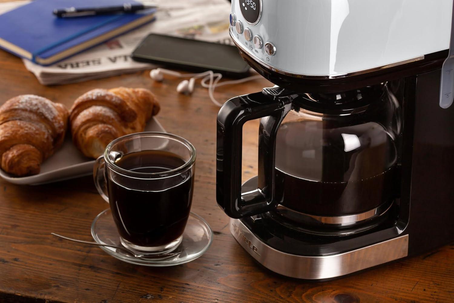 imageAriete 1396 Machine caf filtre moderne Caf amricain Capacit jusqu 15 tasses Base chauffante cran LCD Filtres amovibles et lavables BlancBlanc