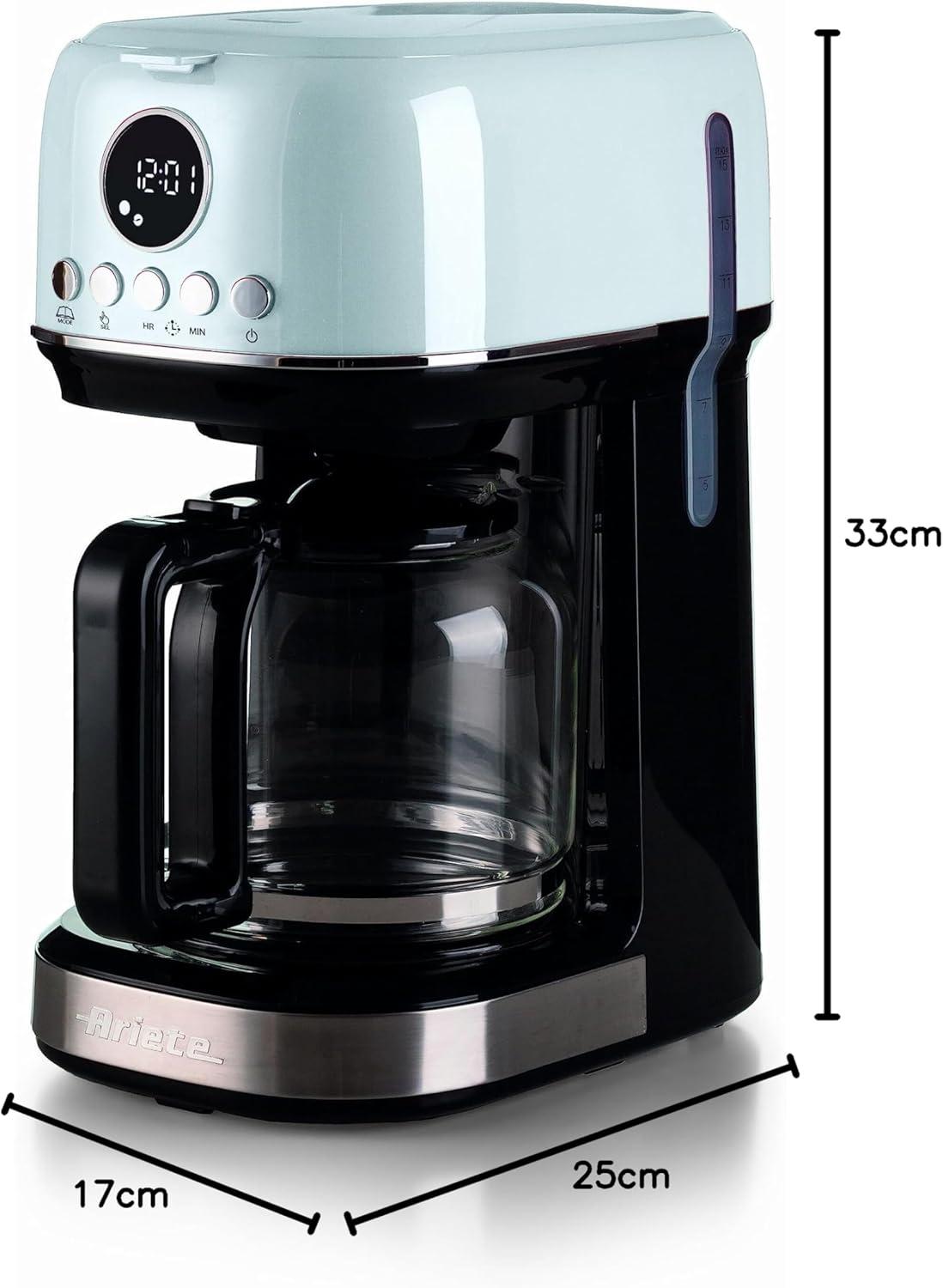 imageAriete 1396 Machine caf filtre moderne Caf amricain Capacit jusqu 15 tasses Base chauffante cran LCD Filtres amovibles et lavables BlancBlanc