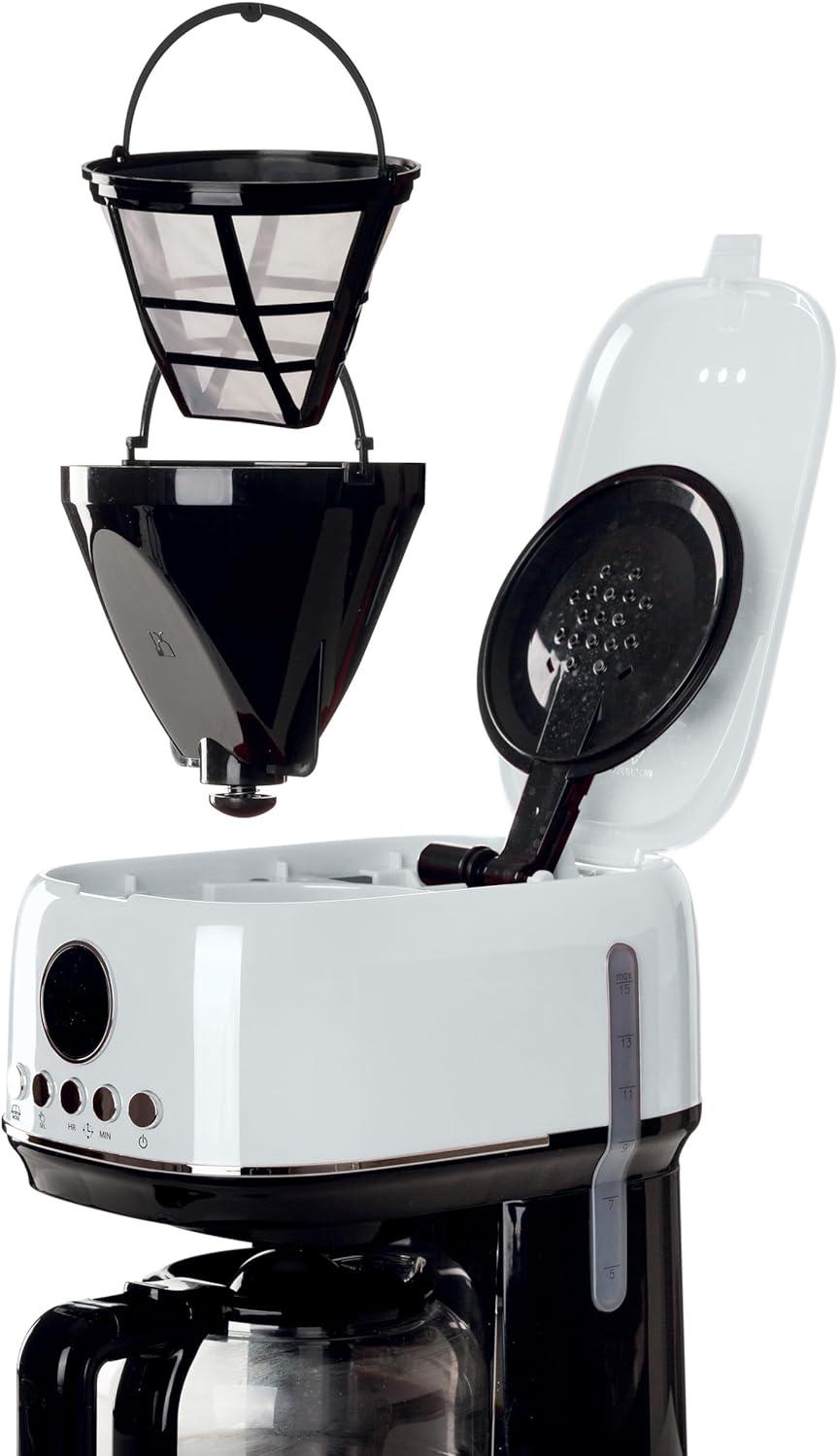 imageAriete 1396 Machine caf filtre moderne Caf amricain Capacit jusqu 15 tasses Base chauffante cran LCD Filtres amovibles et lavables BlancBlanc