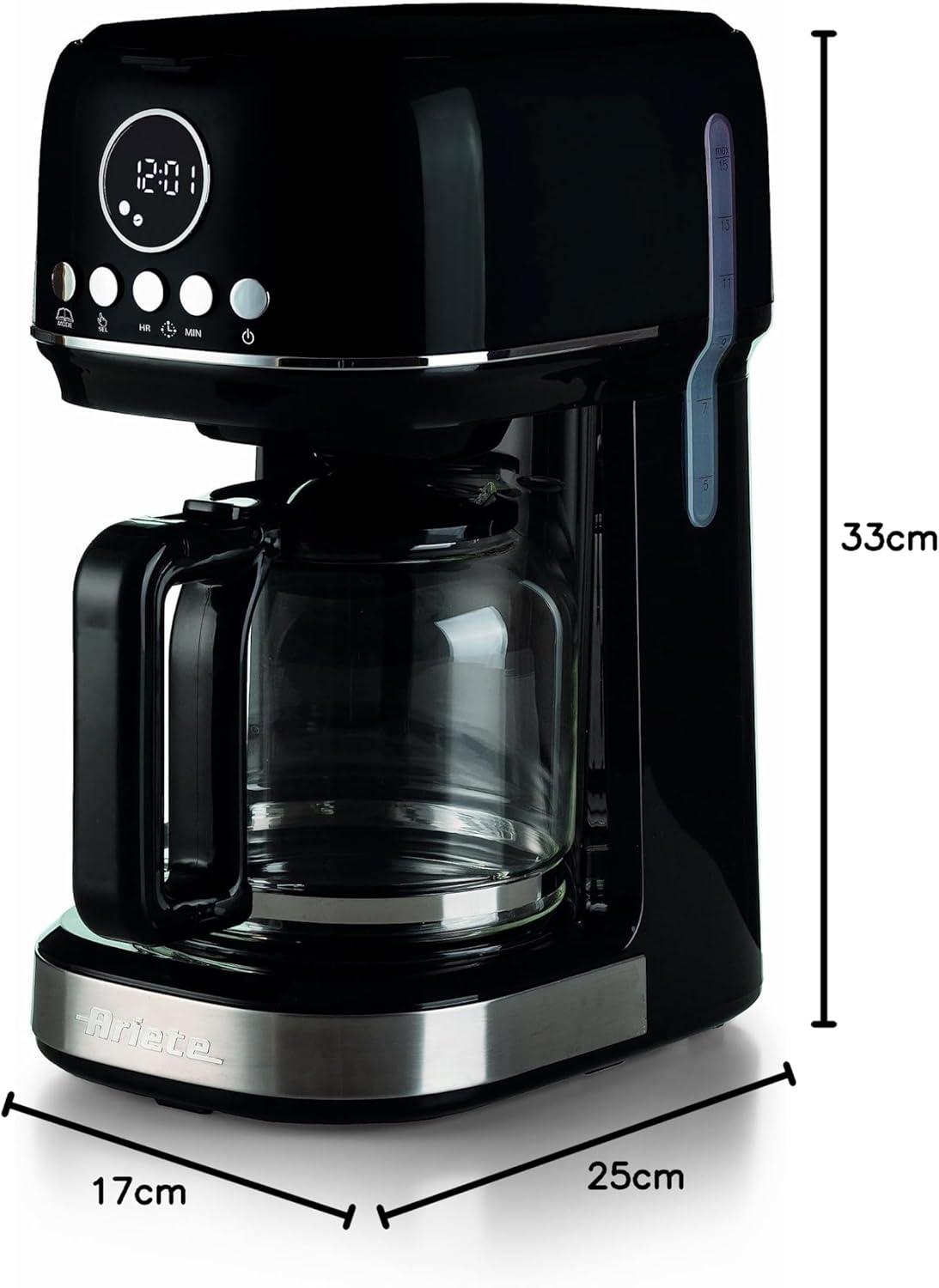 imageAriete 1396 Machine caf filtre moderne Caf amricain Capacit jusqu 15 tasses Base chauffante cran LCD Filtres amovibles et lavables BlancNoir