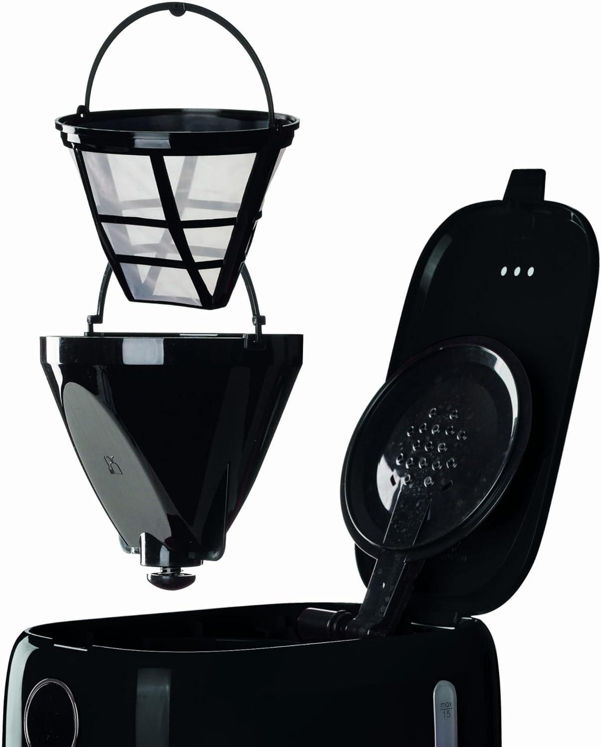 imageAriete 1396 Machine caf filtre moderne Caf amricain Capacit jusqu 15 tasses Base chauffante cran LCD Filtres amovibles et lavables BlancNoir