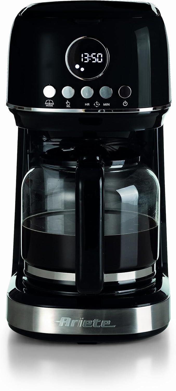 imageAriete 1396 Machine caf filtre moderne Caf amricain Capacit jusqu 15 tasses Base chauffante cran LCD Filtres amovibles et lavables BlancNoir