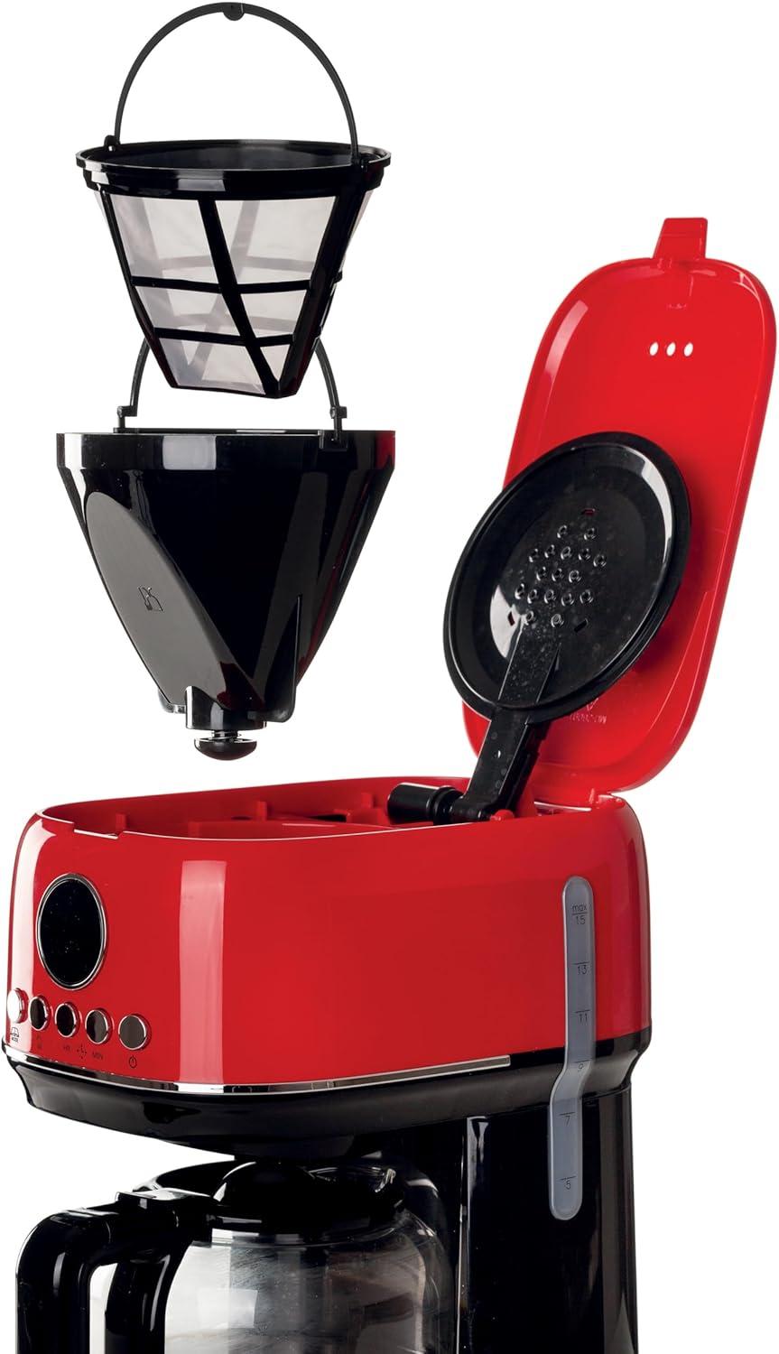 imageAriete 1396 Machine caf filtre moderne Caf amricain Capacit jusqu 15 tasses Base chauffante cran LCD Filtres amovibles et lavables BlancRouge