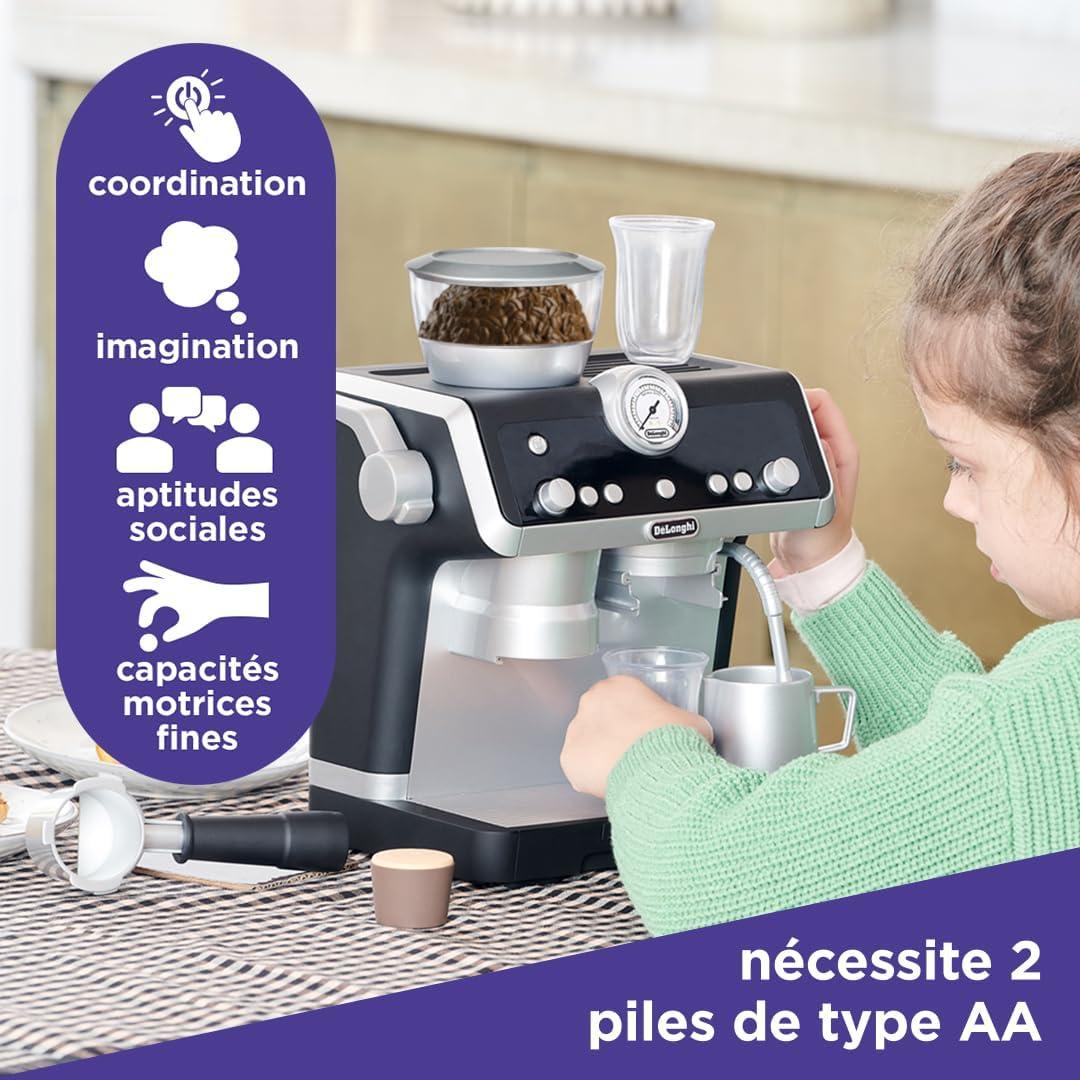 imageCasdon DeLonghi Jouet Machine caf Barista Ensemble de Cuisine pour Enfants avec pices Mobiles Sons ralistes et caf Magique 3 Ans Silver