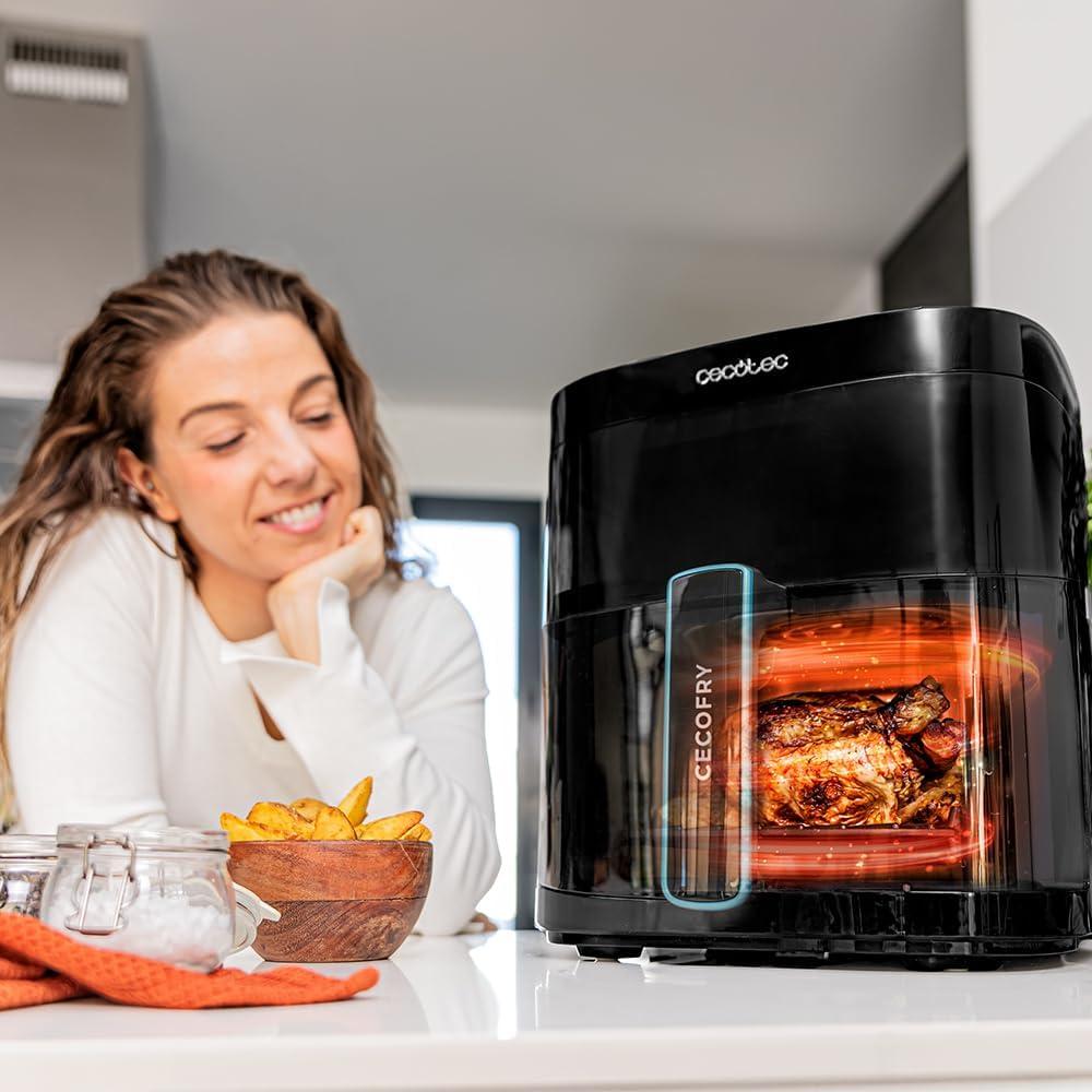 imageCecotec Air Fryer CecofryampampGrill Duoheat 10000 Friteuse Air sans Huile 10L Grill et Plancha Rsistance Double 2800W Cuisson Rapide Moins de Graisse Rsultats Consistants6L