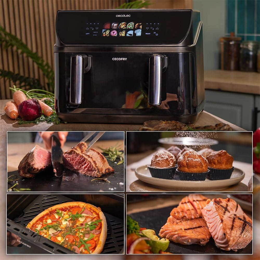imageCecotec Air Fryer CecofryampampGrill Duoheat 10000 Friteuse Air sans Huile 10L Grill et Plancha Rsistance Double 2800W Cuisson Rapide Moins de Graisse Rsultats Consistants10L