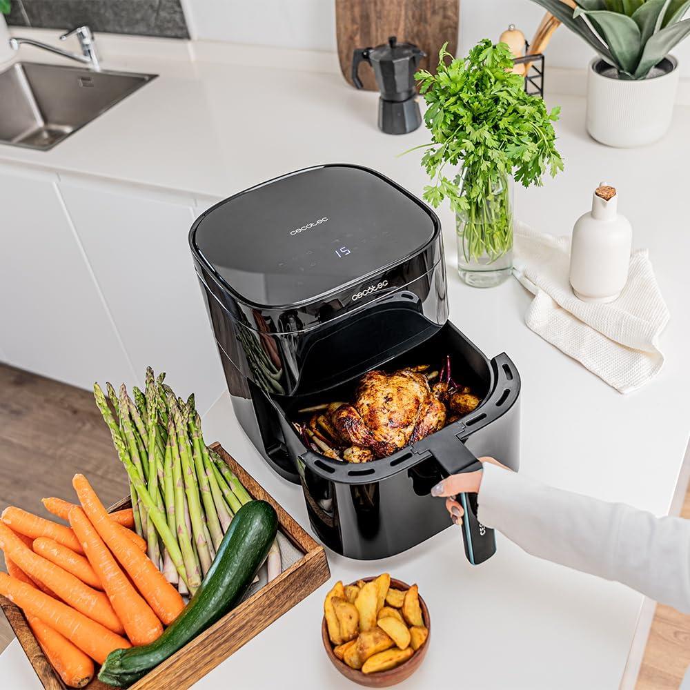 imageCecotec Air Fryer CecofryampampGrill Duoheat 10000 Friteuse Air sans Huile 10L Grill et Plancha Rsistance Double 2800W Cuisson Rapide Moins de Graisse Rsultats Consistants6L