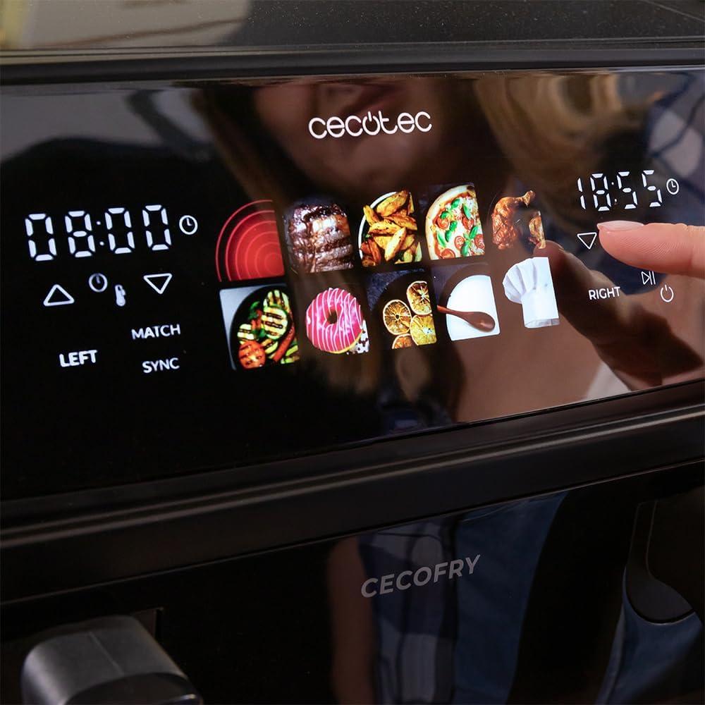 imageCecotec Air Fryer CecofryampampGrill Duoheat 10000 Friteuse Air sans Huile 10L Grill et Plancha Rsistance Double 2800W Cuisson Rapide Moins de Graisse Rsultats Consistants10L