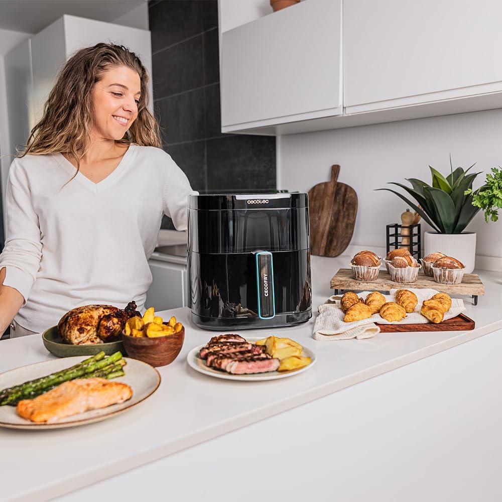 imageCecotec Air Fryer CecofryampampGrill Duoheat 10000 Friteuse Air sans Huile 10L Grill et Plancha Rsistance Double 2800W Cuisson Rapide Moins de Graisse Rsultats Consistants6L