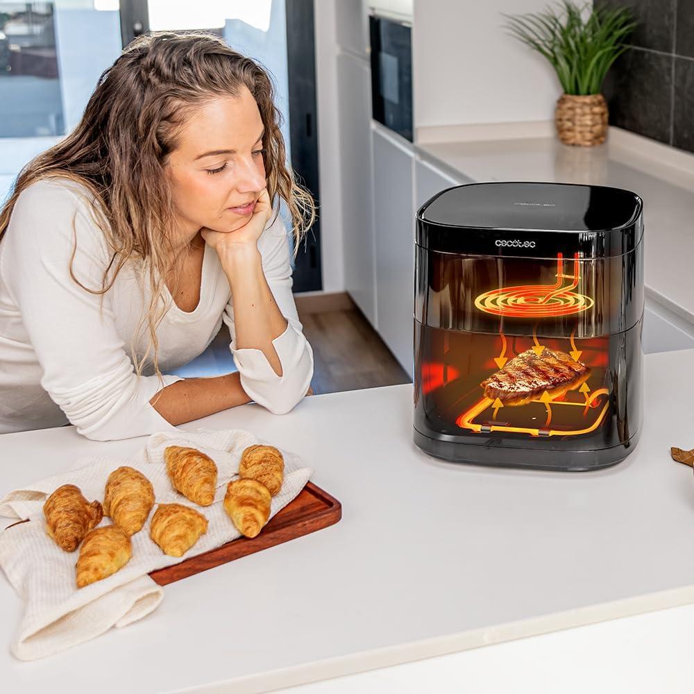 imageCecotec Air Fryer CecofryampampGrill Duoheat 10000 Friteuse Air sans Huile 10L Grill et Plancha Rsistance Double 2800W Cuisson Rapide Moins de Graisse Rsultats Consistants6L
