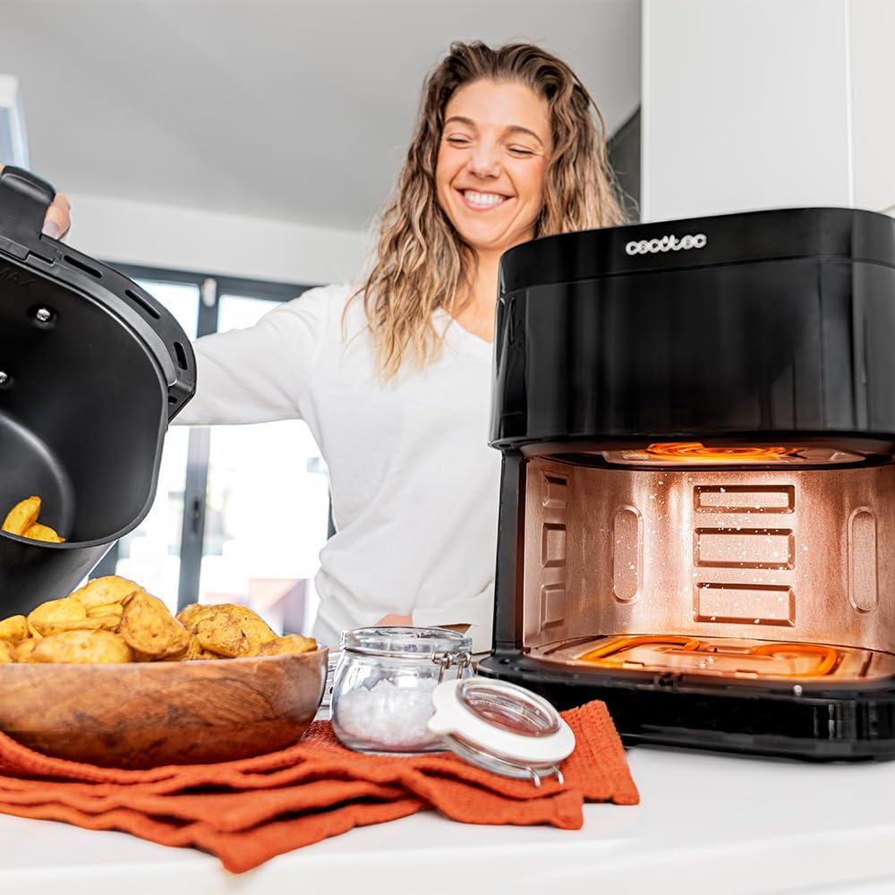 imageCecotec Air Fryer CecofryampampGrill Duoheat 10000 Friteuse Air sans Huile 10L Grill et Plancha Rsistance Double 2800W Cuisson Rapide Moins de Graisse Rsultats Consistants6L