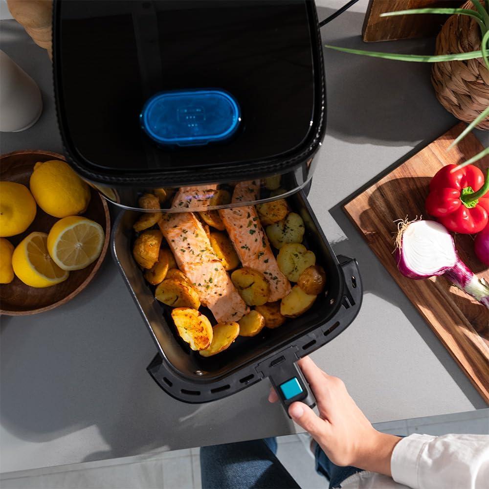 imageCecotec Friteuse air sans huile de 5 L avec fentre Air Fryer Cecofry Antique 5000 Window 1500 W Numrique Zone de Cuisson de 5 L et Technologie PerfectCook Design Rtro en BeigeNoir Fentre