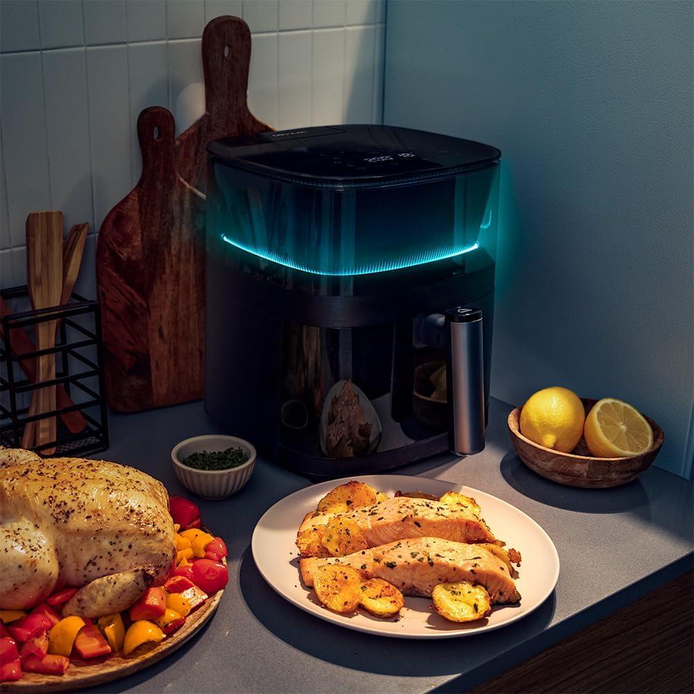 imageCecotec Friteuse air sans huile de 5 L avec fentre Air Fryer Cecofry Antique 5000 Window 1500 W Numrique Zone de Cuisson de 5 L et Technologie PerfectCook Design Rtro en BeigeNoir Neon