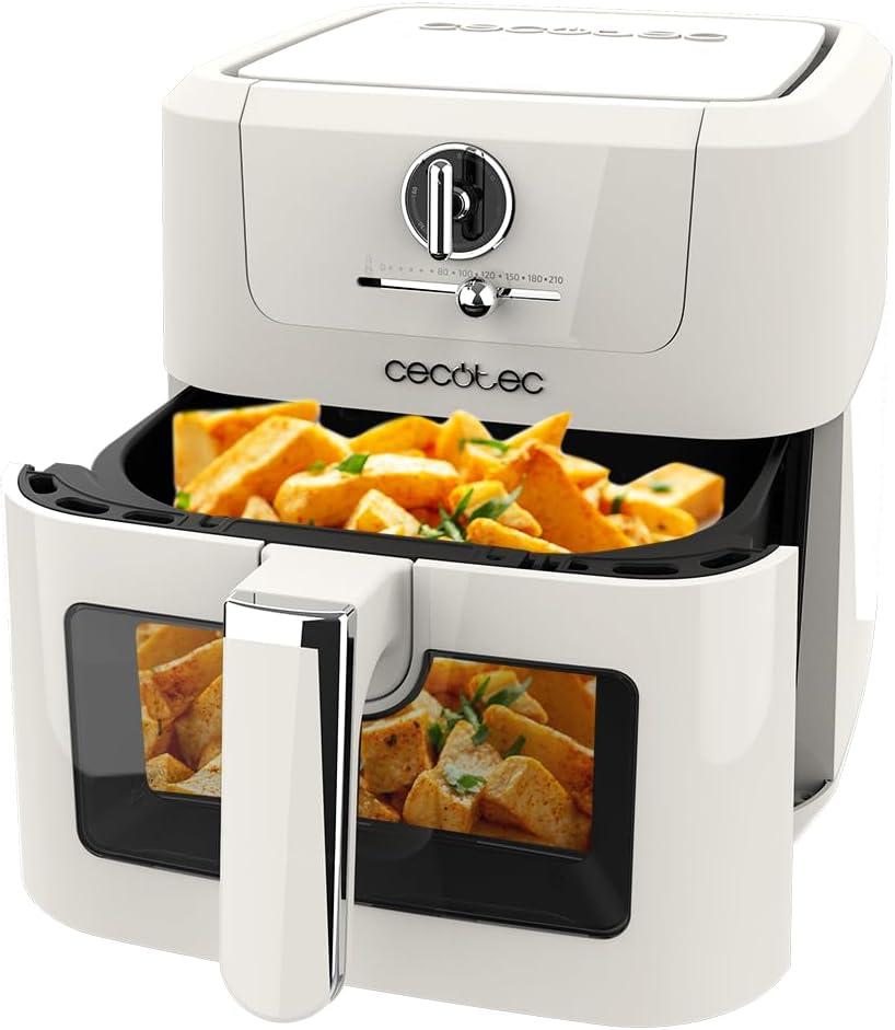 imageCecotec Friteuse air sans huile de 5 L avec fentre Air Fryer Cecofry Antique 5000 Window 1500 W Numrique Zone de Cuisson de 5 L et Technologie PerfectCook Design Rtro en BeigeBeige Fentre