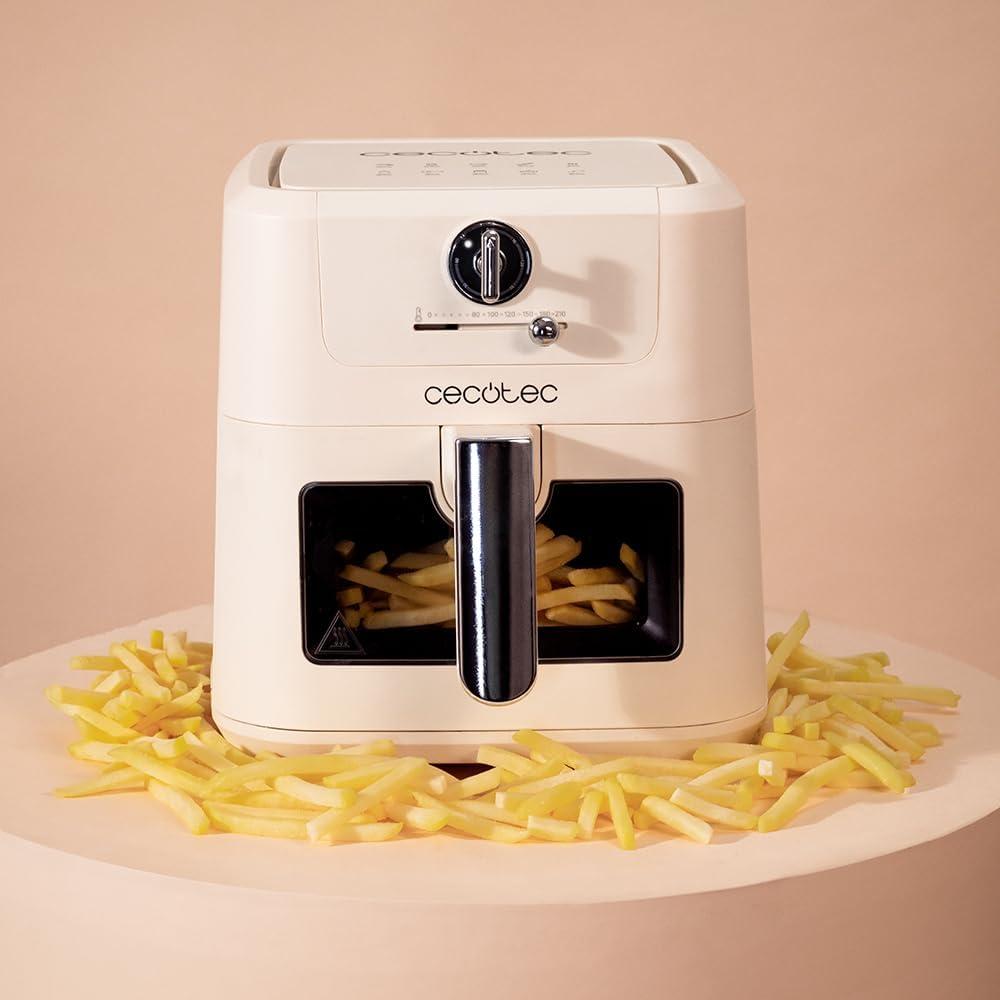 imageCecotec Friteuse air sans huile de 5 L avec fentre Air Fryer Cecofry Antique 5000 Window 1500 W Numrique Zone de Cuisson de 5 L et Technologie PerfectCook Design Rtro en BeigeBeige Fentre