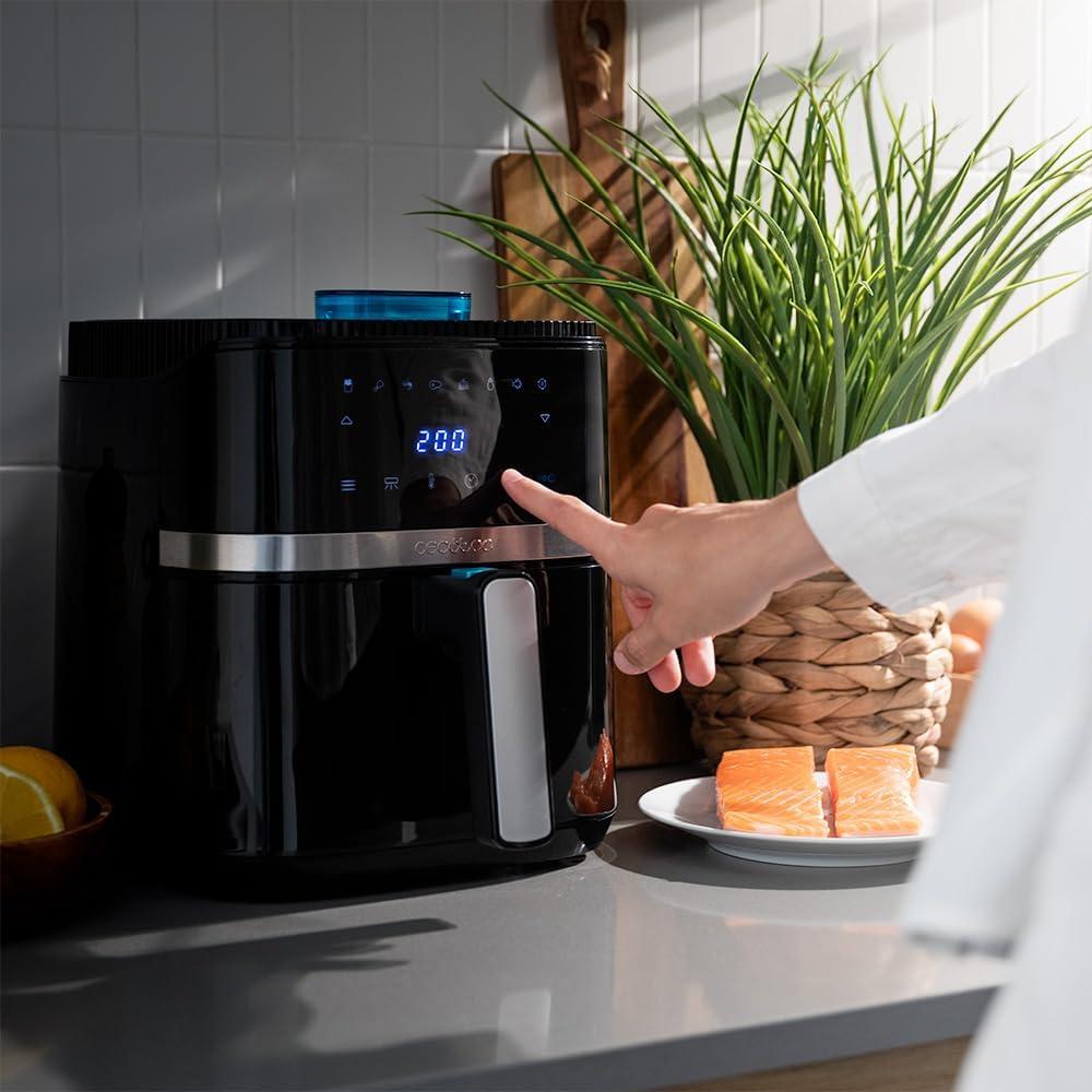 imageCecotec Friteuse air sans huile de 5 L avec fentre Air Fryer Cecofry Antique 5000 Window 1500 W Numrique Zone de Cuisson de 5 L et Technologie PerfectCook Design Rtro en BeigeNoir Fentre