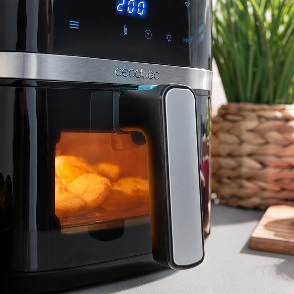 imageCecotec Friteuse air sans huile de 5 L avec fentre Air Fryer Cecofry Antique 5000 Window 1500 W Numrique Zone de Cuisson de 5 L et Technologie PerfectCook Design Rtro en BeigeNoir Fentre