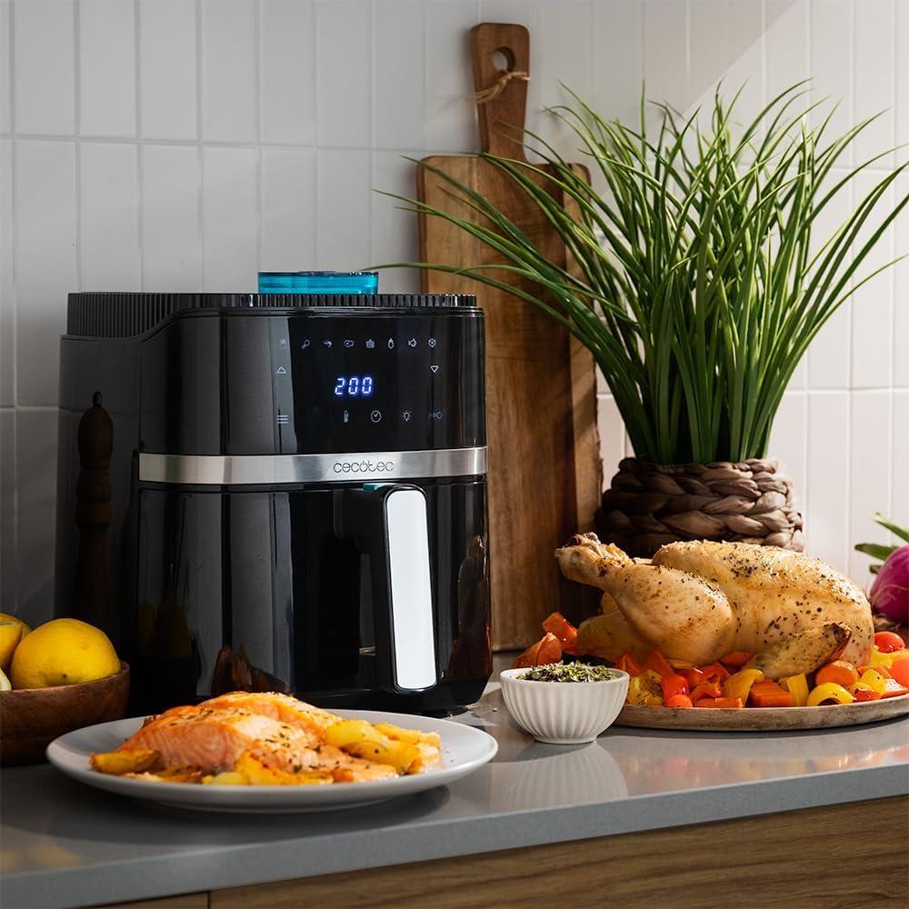 imageCecotec Friteuse air sans huile de 5 L avec fentre Air Fryer Cecofry Antique 5000 Window 1500 W Numrique Zone de Cuisson de 5 L et Technologie PerfectCook Design Rtro en BeigeNoir Fentre