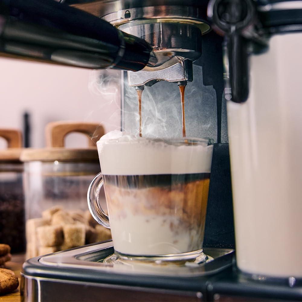imageCecotec Machine Caf Expresso Power Espresso 20 ColdBrew Latte Fresh 1350W 20 Bars cran Tactile Couleur Rservoir dEau 15L 500ml de Lait Acier Fonc Chauffetasses Double Bras Dmontable