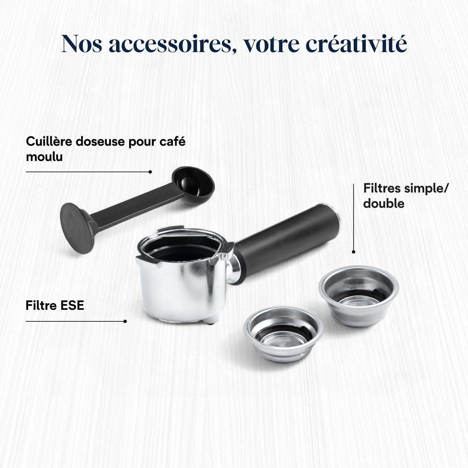 imageDeLonghi Dedica Style EC685M Machine Expresso avec Buse Mousse de Lait Professionnelle Seulement 15 cm de Large Rservoir de 1 L Botier en Mtal Compatible avec les Dosettes ESE MtalBlanc