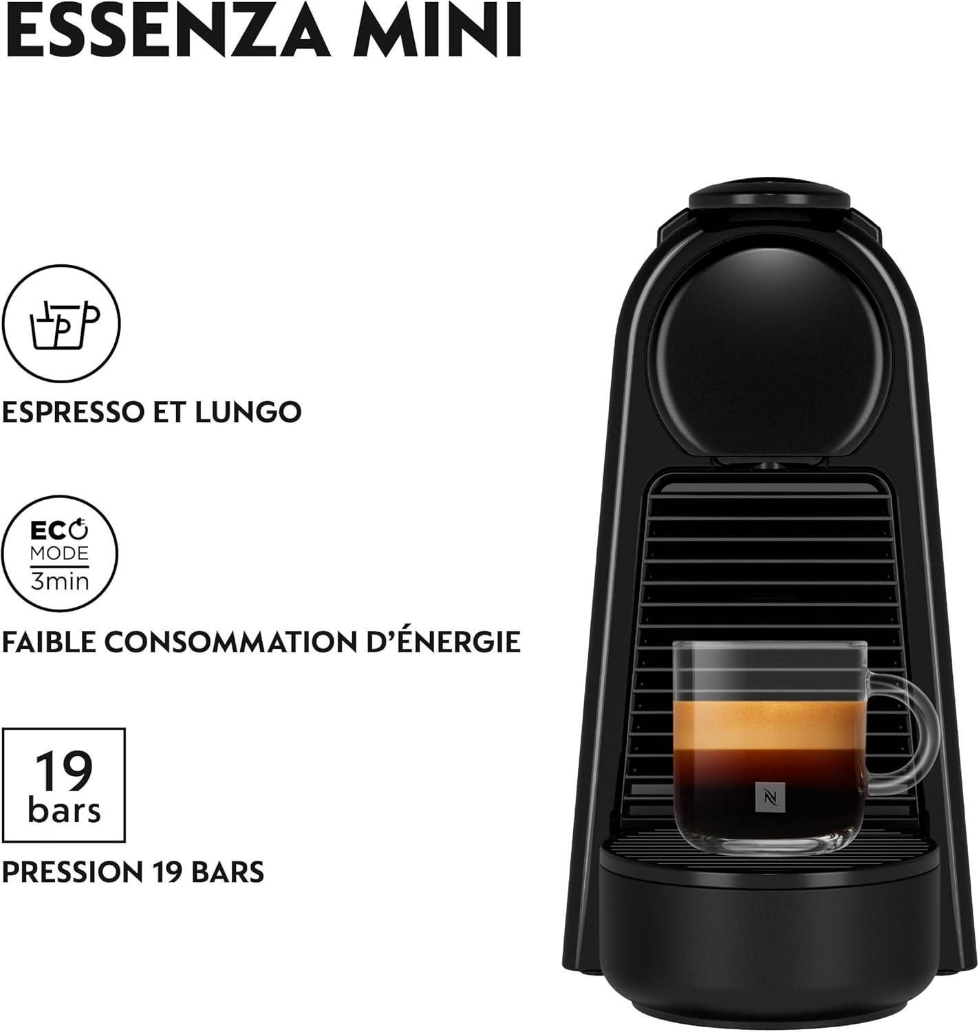 imageDeLonghi Nespresso Essenza Mini EN85R Machine Caf Automatique Machine Capsules pour une Seule Tasse Ensemble de Bienvenue Inclus Design Compact Pression 19 Bar 1150W Rouge RubisNoirpiano