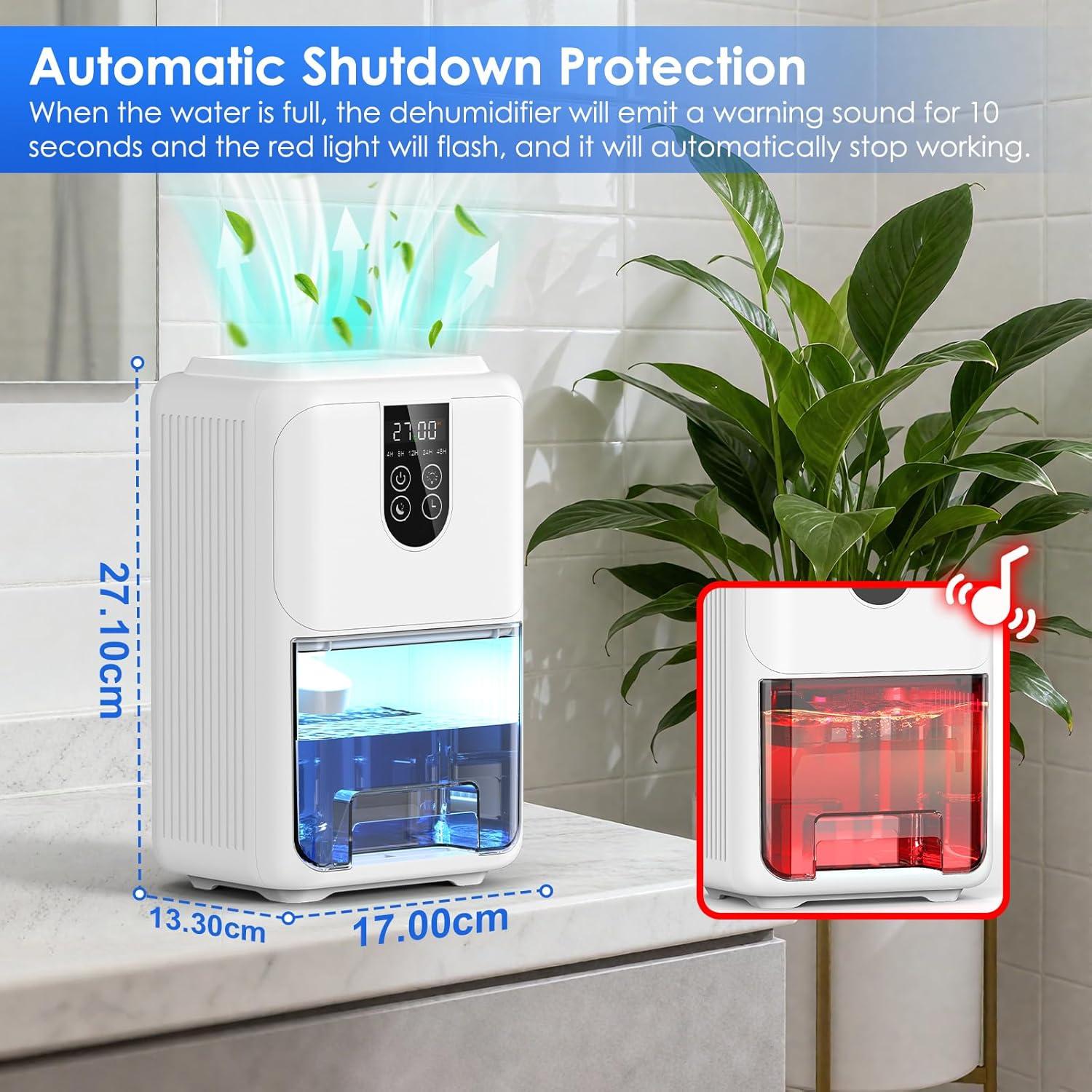 imageDeshumidificateur d Air 2000ML Dshumidificateur Electrique Silencieux avec Fonction Dgivrage Mode veille clairage 7 Couleurs et Minuterie 448H Pour Chambre Maison Salle de Bain 600ML24H600ML24H