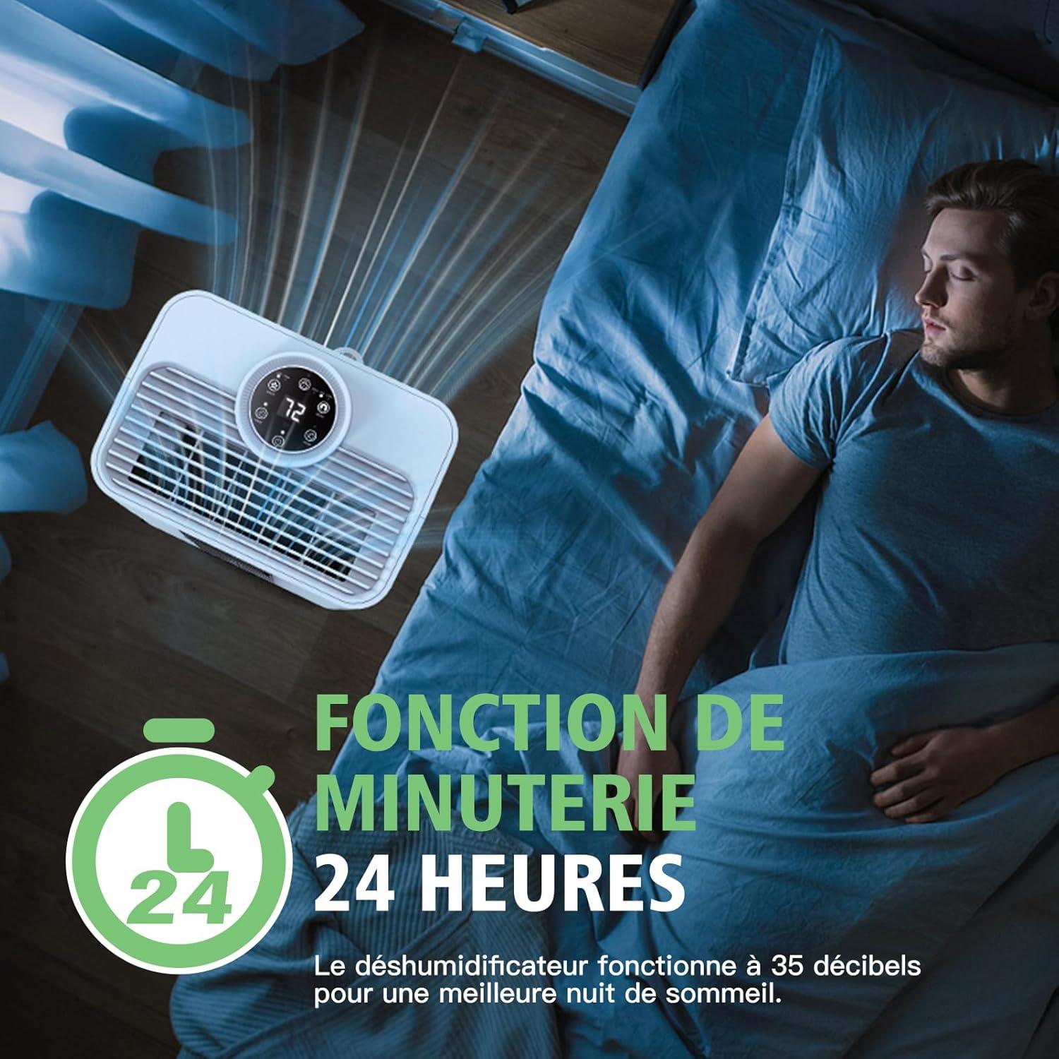 imageDshumidificateur Homtronics Deshumidificateur d air 8L avec Tuyau de VidangeMode IntelligentSecContinu cran LEDDrainage Continu 24H Minuteriepour MaisonSoussolCave
